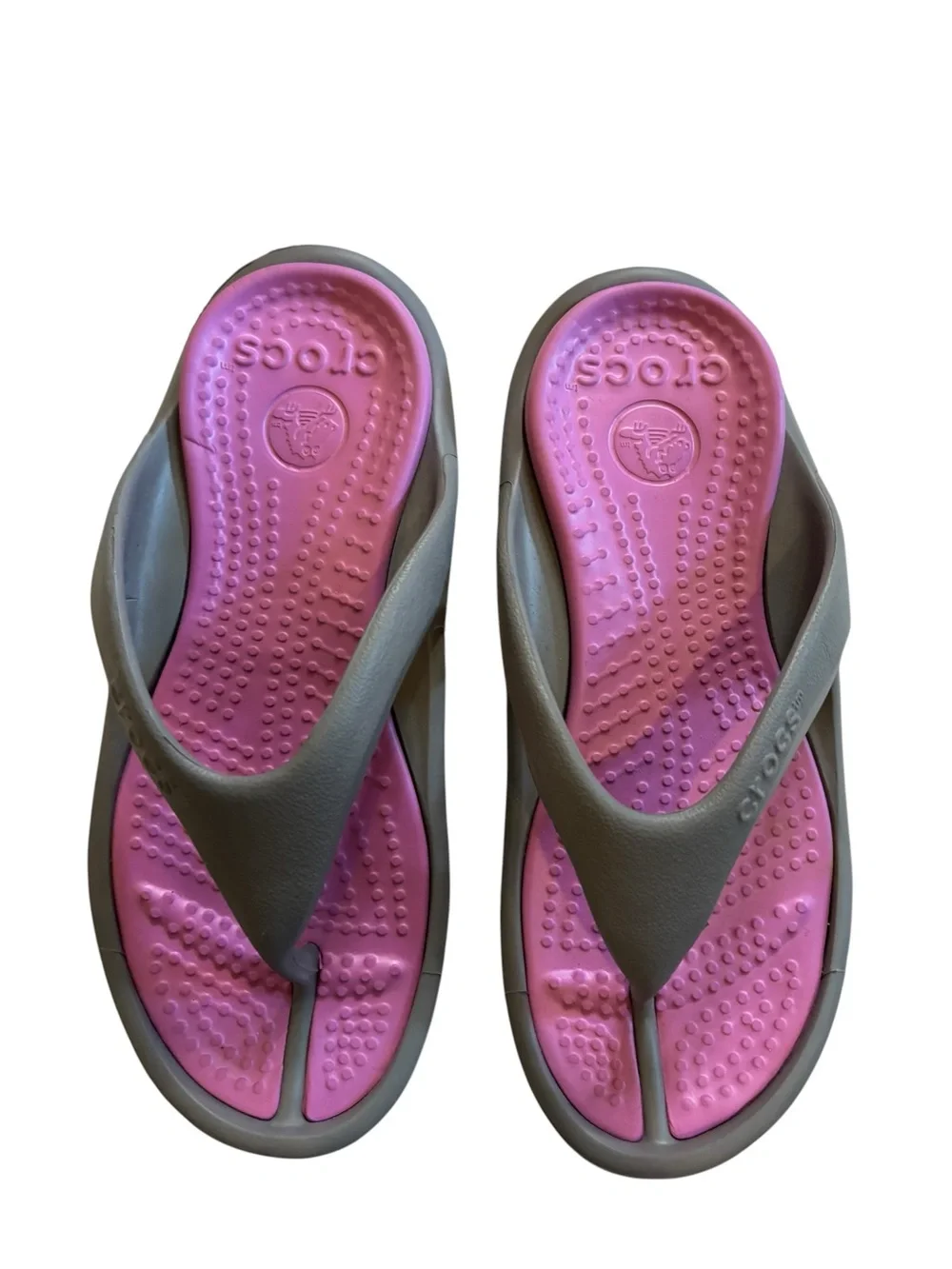 CROCS Athens Flip Thong Sandals in Two-Tone Pink and Gray Women’s Size 8 - Picture 2 of 6